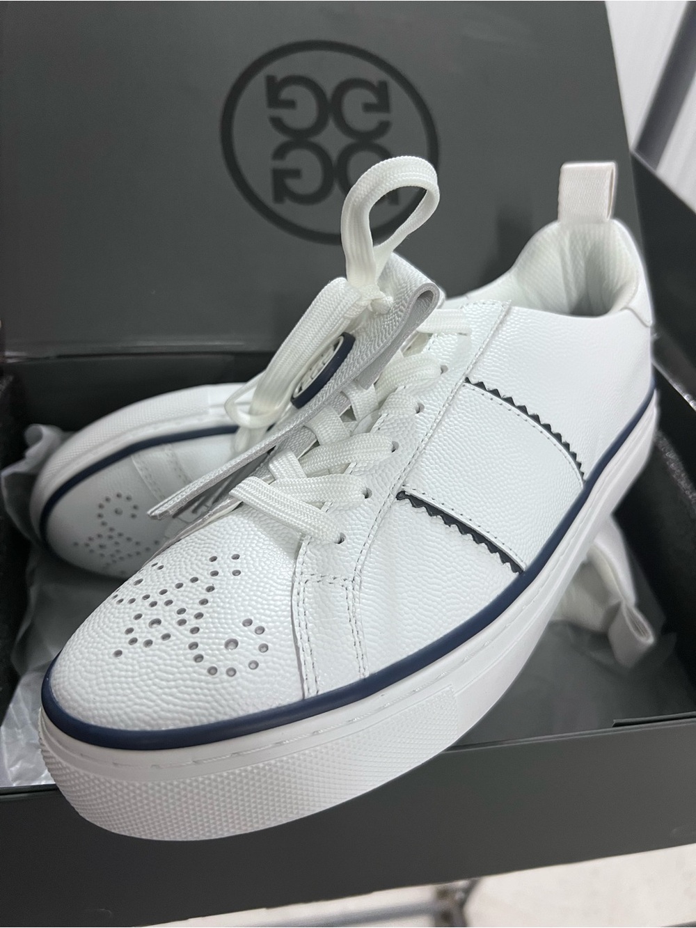 G/Fore Kiltie Durf Saddle Stripe Leather Golf Shoes Sneakers Perforated Womens - Picture 6 of 12